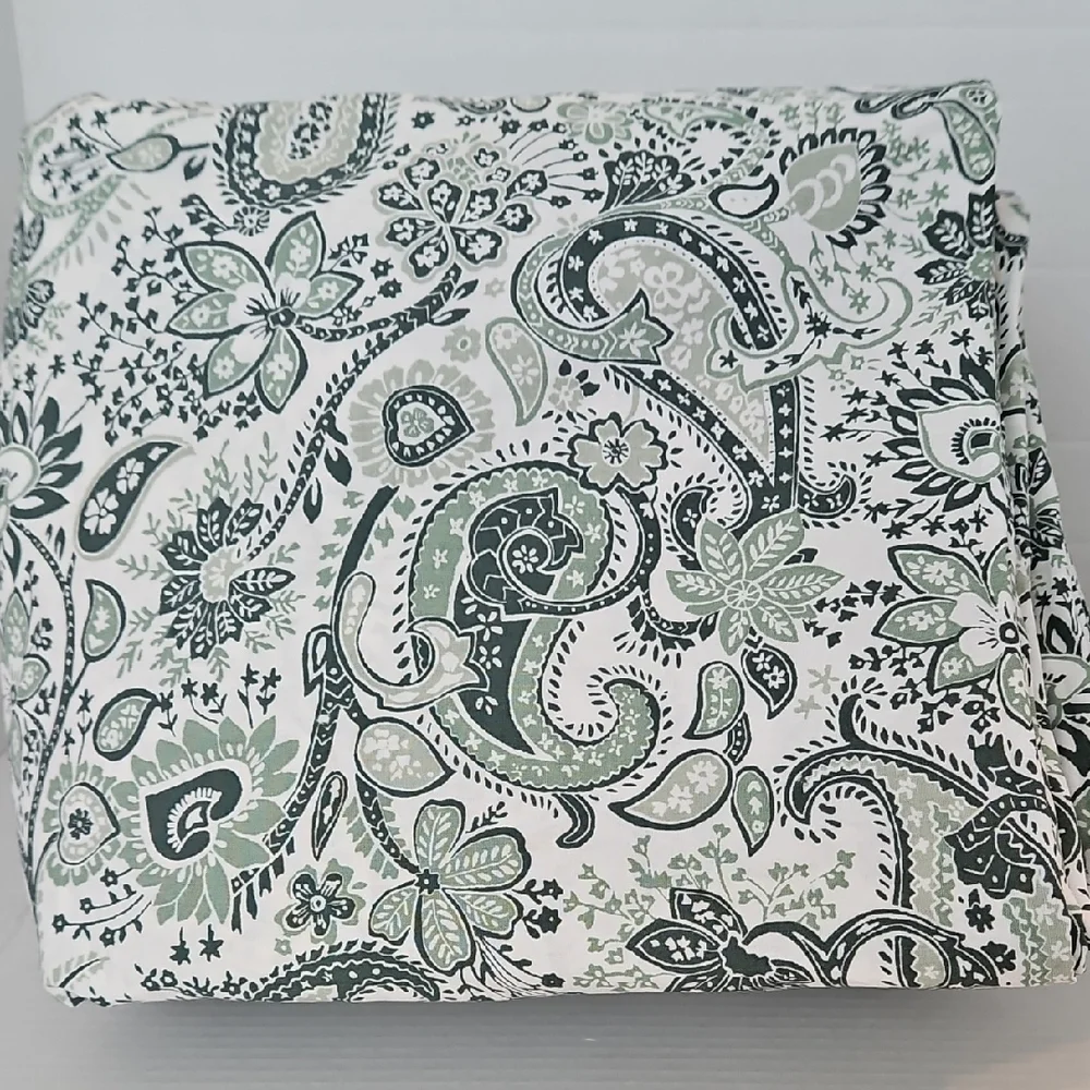 IKEA Rodgersia Floral Paisley Green White King Pillow Sham Duvet Set